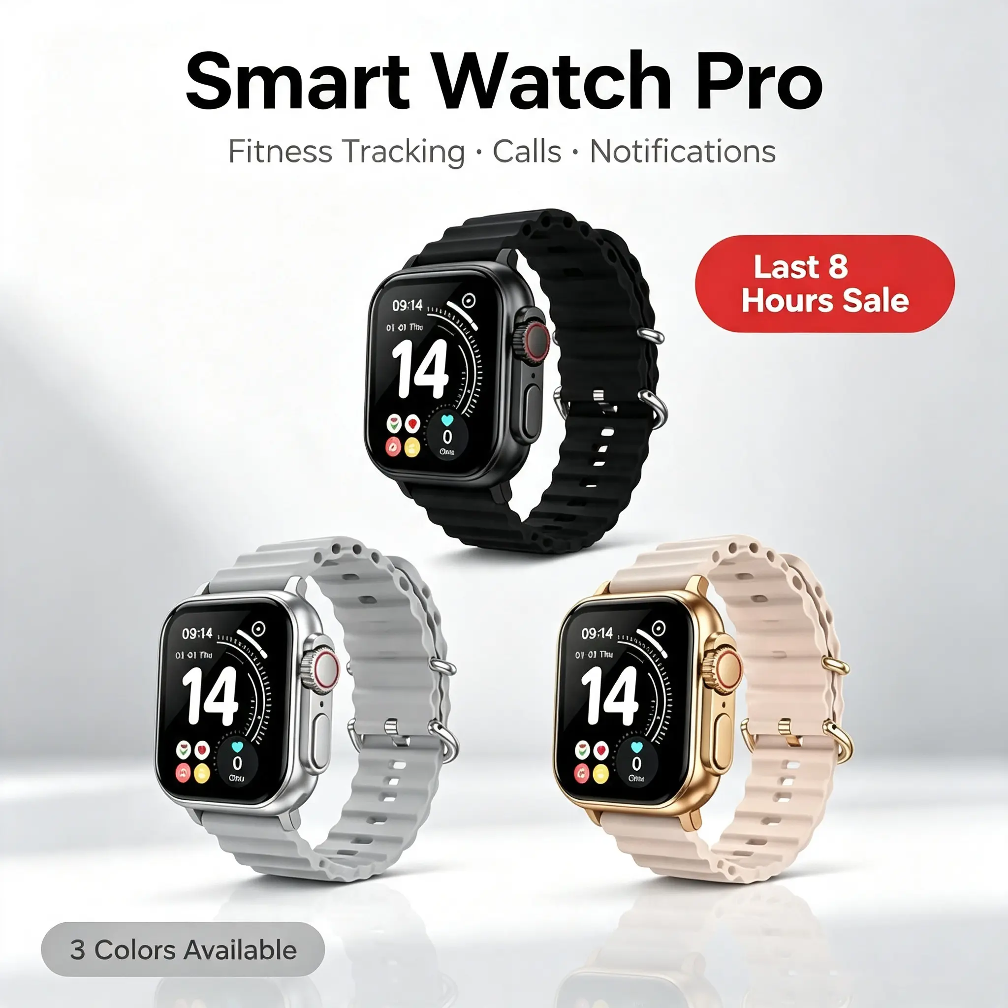 Unisex Digital Smart Watch Gift Set - 10-in-1 Gold Fitness Watch Bundle with 7 Replacement Bands, Wireless Earbuds & Magnetic Charger for Men, Women
