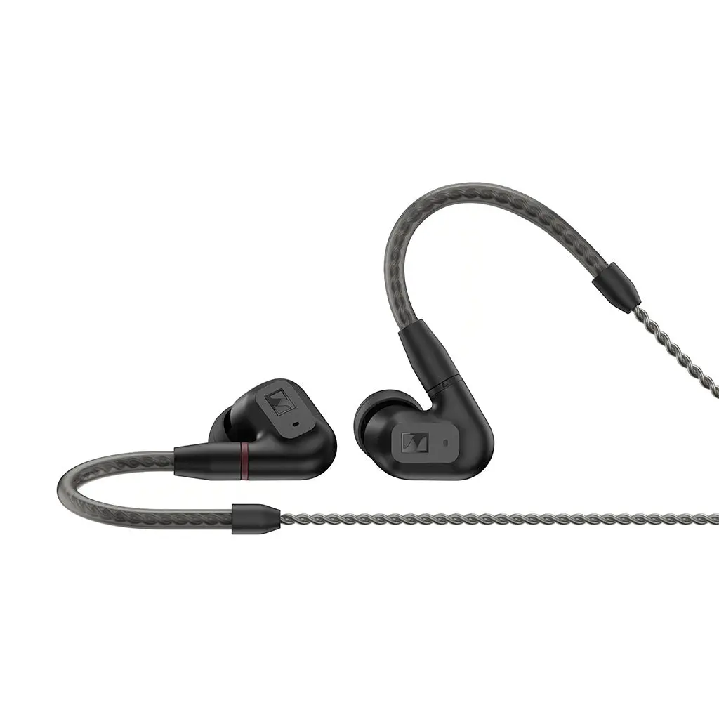 Sennheiser IE 200 Electronic In-Ear Audiophile Headphones - TrueResponse Transducers for Neutral Sound, Impactful Bass, Detachable Braided Cable with Adjustable Silicone Flexible Ear Hooks, Memory Fit, Manufacturer Warranty - Black, Manufacturer Warrenty