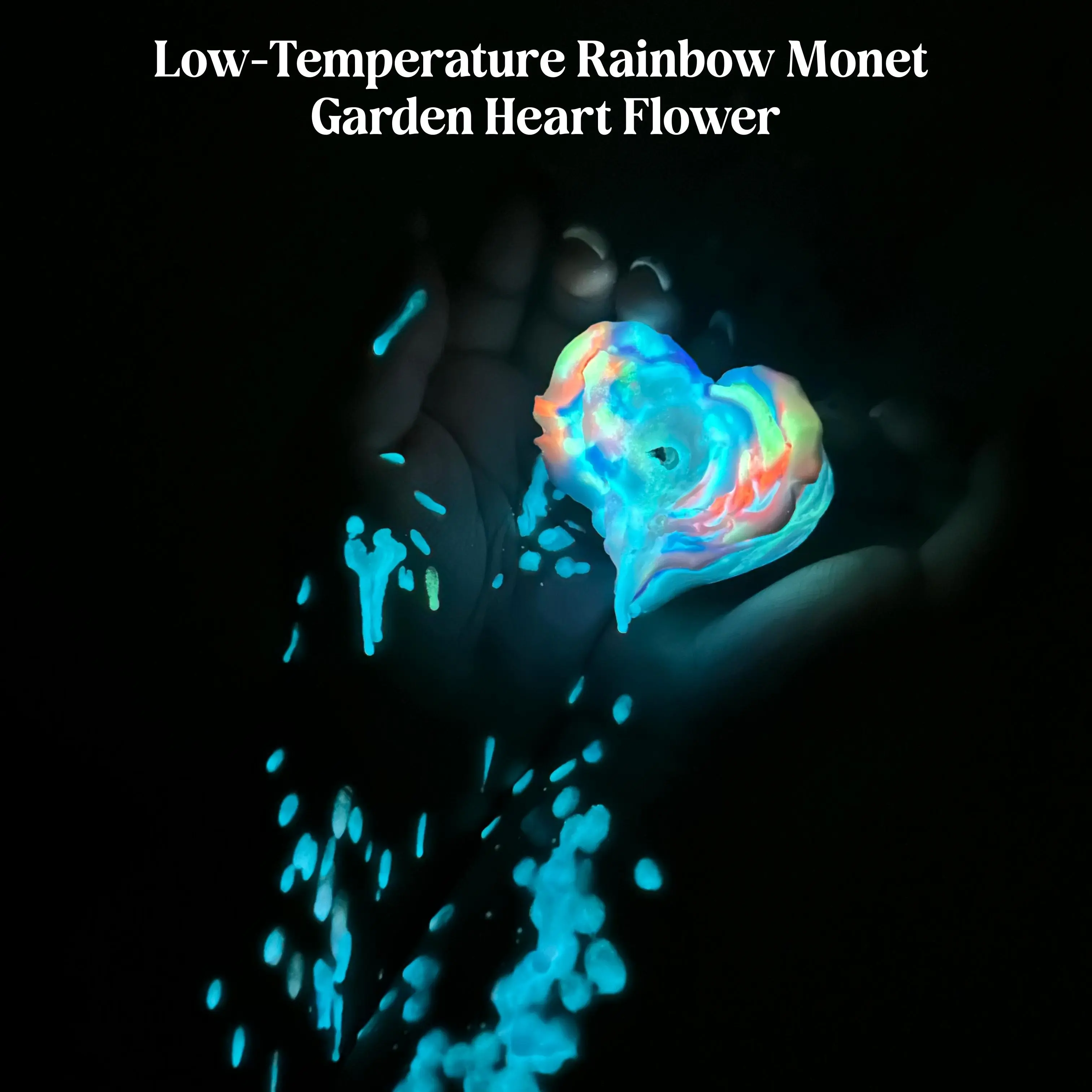 [Wildry] Rainbow Glow Heart Rose Candle | Safe Warm Touch | Scented Peel-Off Wax for Couples | Luminous Pastel Heart Rose Candle