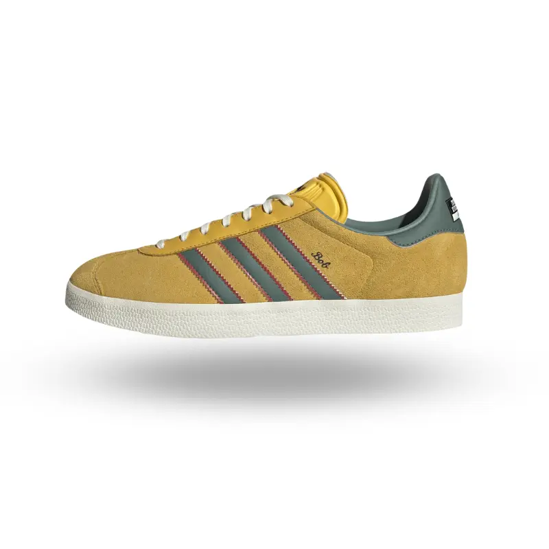 Adidas Gazelle Jamaica x Bob Marley Men's Classic Suede Sneaker - Bold Gold for Casual Wear, Footwear, Lace, Rubber, Trainer, Walking Shoes, Leather, Soft, Regular Fit, Sporty Chic