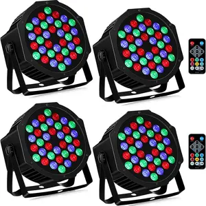 4 Pack 36 LED Stage Lights RGB DJ LED Par Lights Remote & DMX Controlled Voice Activated Auto Play Lights for Wedding Birthday Christmas Holiday Music Show Dance Party Stage Lighting