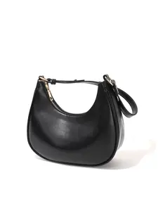 Women's Simple Style Plain Color Moon-Shaped Shoulder Bag, Casual Trendy Novelty PU Leather Handheld Bag, Fashionable Hobo Bag for Daily Use, Crescent Bag
