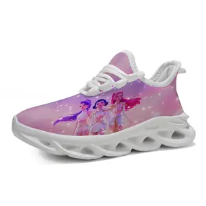 Boy Girl Shoes Anime Girls Pattern Casual Sports Shoes Lightweight Flying Woven Sports Sneakers Color-Matching And Versatile