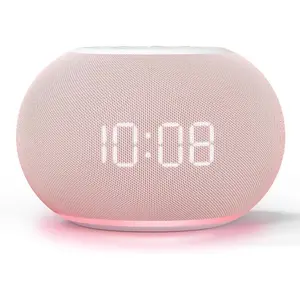 Auto-Dimmable Digital Clock with Nature Sounds, Night Light, 20 Soothing Tones, LED Display, Sleep Timer, Adjustable Volume, Small White Noise Maker for Office, Travel