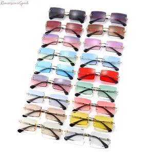 2026 New Vintage Rimless Rectangle Women's Sunglasses, Frameless Gradient Lens Eyewear with UV400 Protection, Lightweight Shades for Summer Travel & Daily Outfits (Sports & Outdoor Cycling Use)