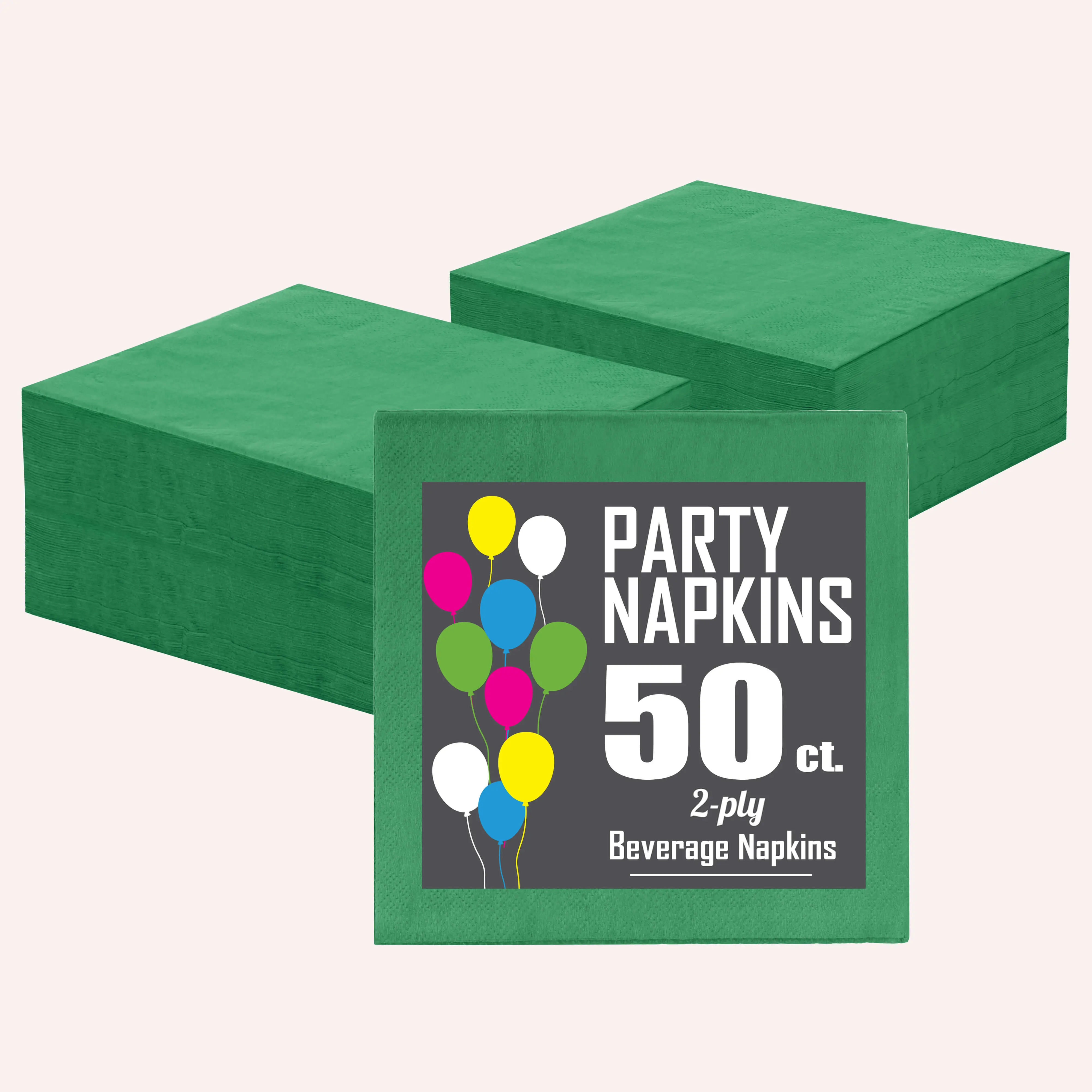 Emerald Green Beverage Napkins | 4.75 in. X 4.75 in. | 50 Count