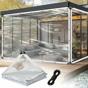 Waterproof tarpaulin, equipped with PE windproof cover and sealing ring, transparent and thick, windproof, rainproof, dustproof, snowproof. The tarpaulin is suitable for outdoor gardens, patios, chicken coops, porches and other places. Weather-Resistant