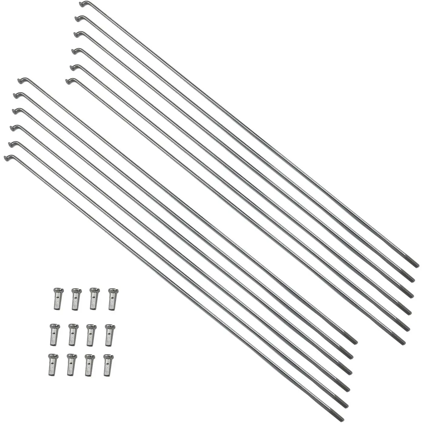 12PCS 14G Stainless Steel Bike Spokes, 260mm/10.2in Silver with 14mm Spoke Caps for Mountain Road Bikes, Mountain Bike