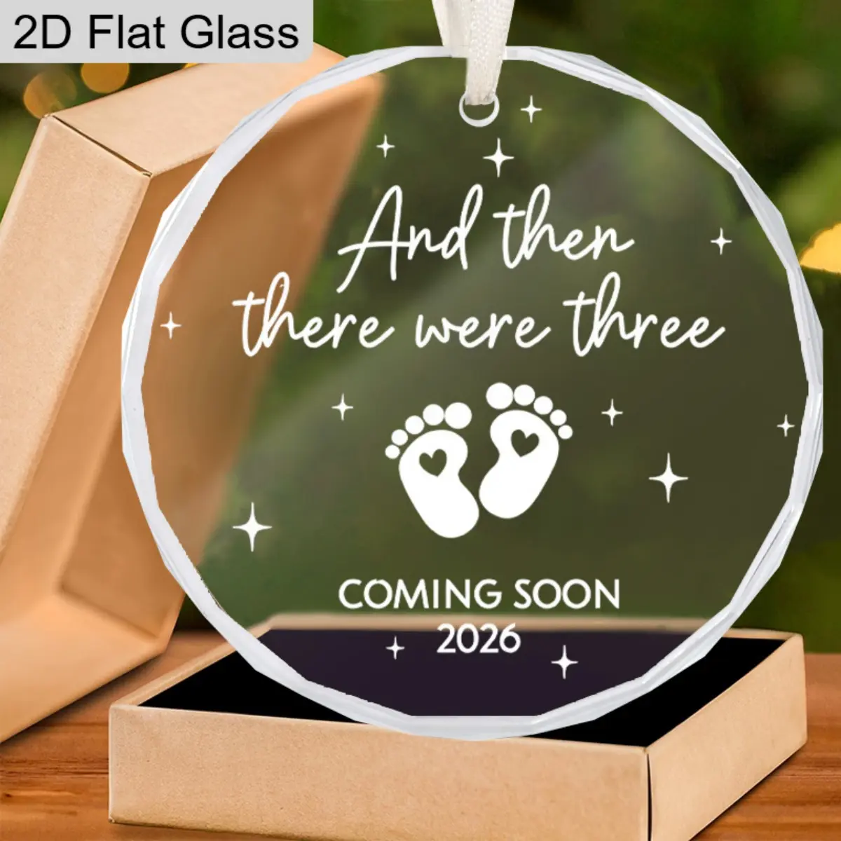 Baby Footprint Crystal Glass Keepsake, Newborn Memorial Gift, First Christmas Gift, Gender Reveal Party Gift, Christmas Gift
