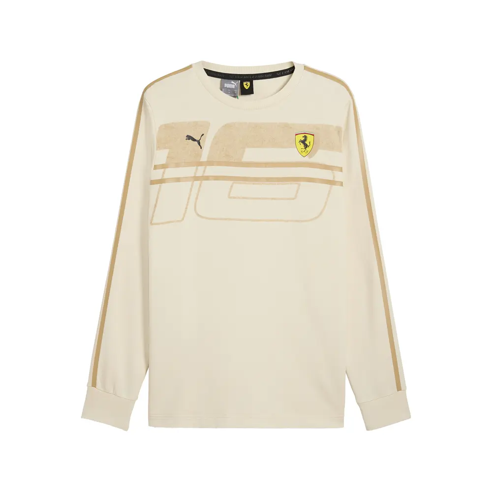 PUMA Mens Scuderia Ferrari Race Desert Sun Las Vegas Crew Neck Long Sleeve Casual Tops Casual - Off White