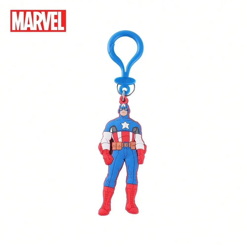 1PC Marvel Officially Licensed Captain America Spider-Man Black Panther Iron Man Keychain Anime Character Handsome Keychain PVC Keychain Anime Peripheral Keychain Backpack Pendant Car Key Accessory New Year Christmas Birthday Gift