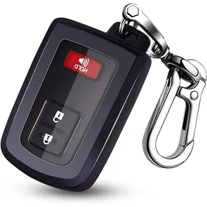 New Upgrade for Toyota Key Fob Cover with Keychain,TPU Key Case Protector Compatible with Toyota 2019-2021 Tacoma 4Runner Sequoia Highlander Avalon Camry Corolla RAV8 Land Cruise Smart Key(Purple Black)