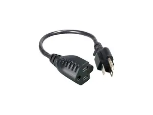 Nippon Labs 16 AWG Power Cord Extension, NEMA5-15P/5-15R, SJT 13A 125V, 2 ft. Black Power Cable
