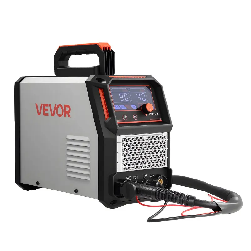 VEVOR Handheld Plasma Cutter, CUT-50 50A Non-Touch Pilot Arc AC IGBT Inverter Metal Cutting Tool, 110V/220V Dual Voltage Digital Display, 2T/4T Function, 110V: 1/2 in (12mm), 220V: 20–50A 5/8 in (16mm), 19.4 lbs, for Home Users & Rusty Surfaces