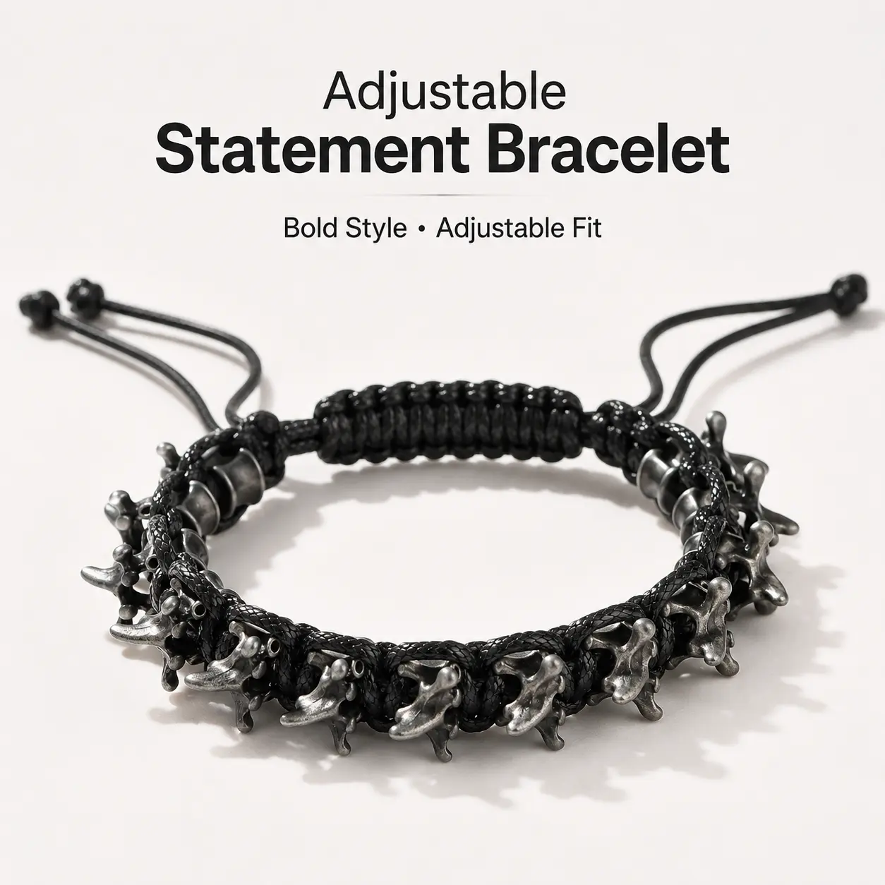 Bracelet Black Brown Shark Tooth Jaw Adjustable Cord Sparkling Elegant Lightweight Comfortable Versatile Feminine Summer Gift for Women Girls Daily Wear Special Occasion Perfect Accessory