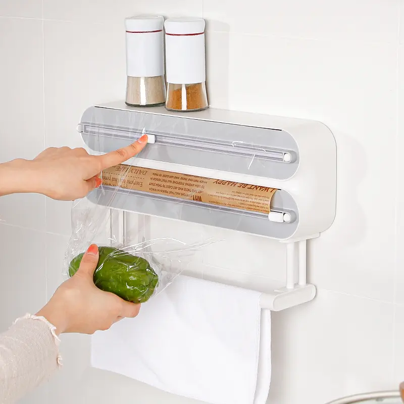 Magnetic 3-in-1 Dispensing System for Plastic Wrap, Aluminum Foil, and Kitchen Paper Towels,optimizing space utilization in the kitchen