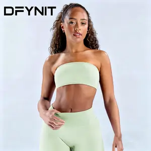 DFYNIT Impact Backless Bandeau & Impact Shorts Women’s Fitness Gymwear — padded, strapless, wireless, solid, seamless yoga workout bralette made from high‑stretch, durable fabric