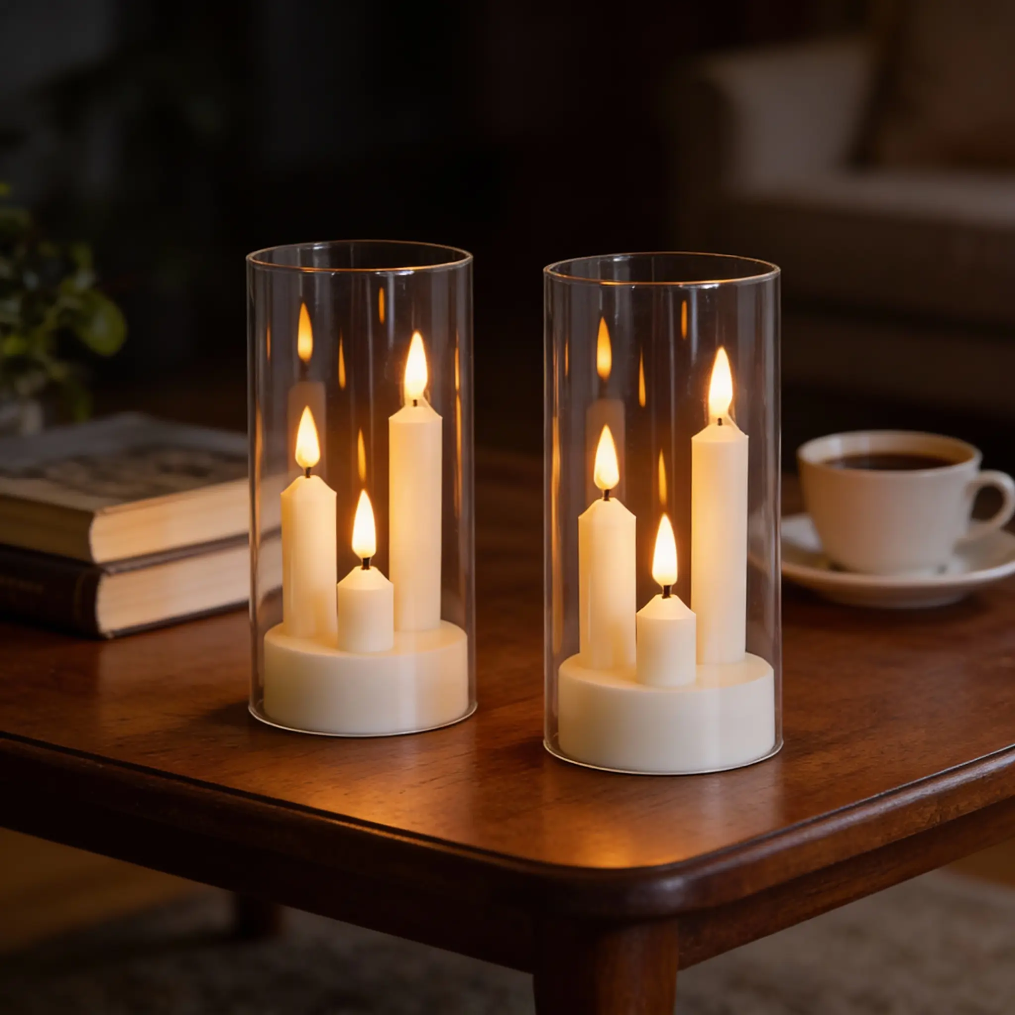 2 Battery-Powered Flame-Free LED Candle Lights - 3-in-1 Design, Flicker Flame Glow, Simple Setup for Instant Ambiance, Artistic Design Specialty & Decorative Lighting, Holidays Decor (Batteries Not Included)