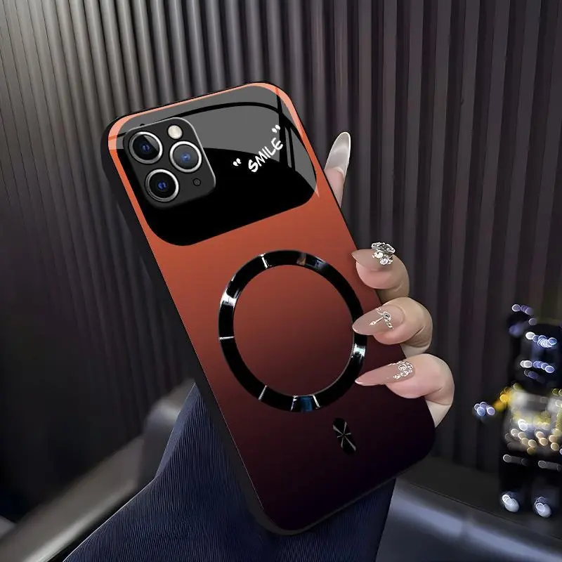 Luxury Sunset Gradient MagSafe Compatible Glossy Protective Cover with "SMILE" Design for [iPhone 11 Pro Max] 952