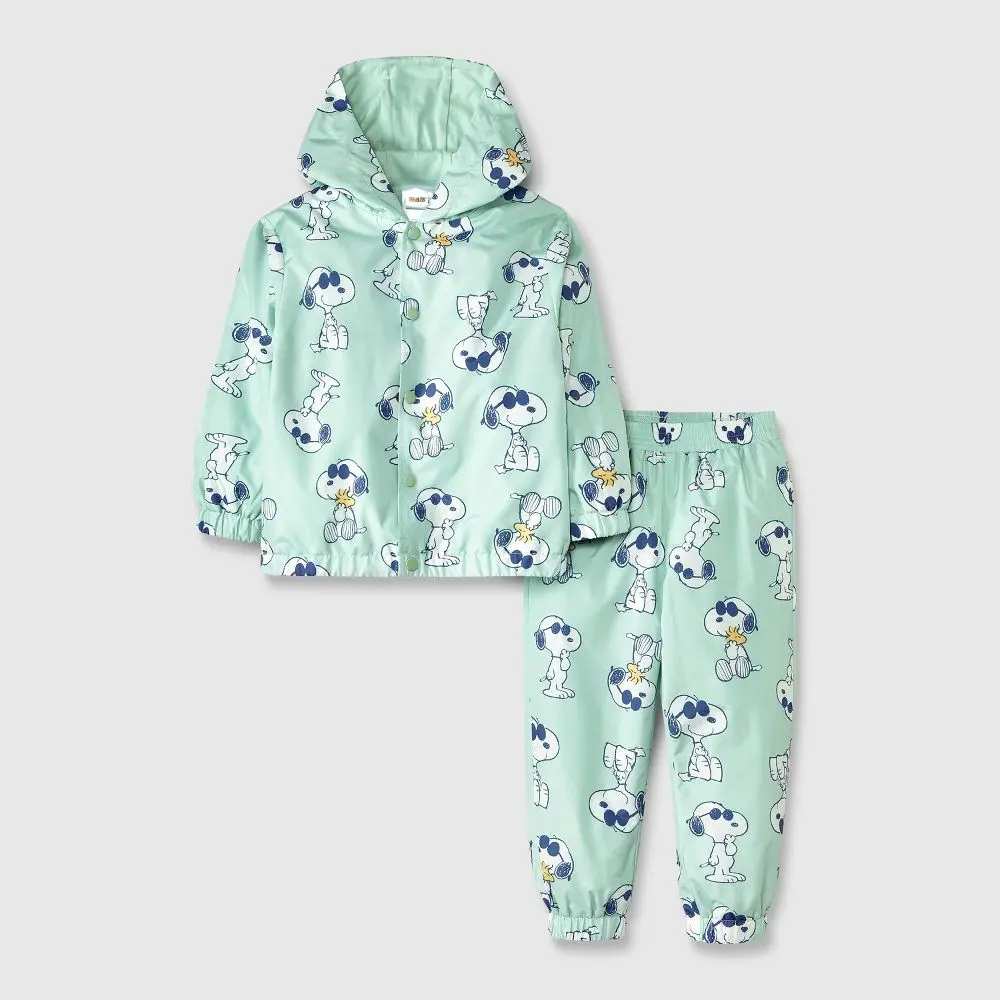 Toddler Boys' Peanuts Snoopy Rain Windbreaker Jacket and Pant Set