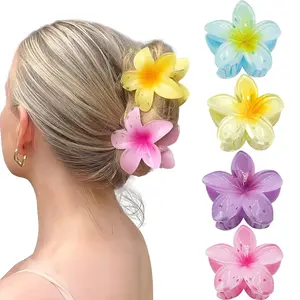 GQLV Hawaiian Flower Claw Hair Accessories for Women - 4PCS Large Nonslip Clips for Thick and Thin Hair, Strong Hold, Cute Banana Clips