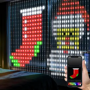 Smart LED Curtain Lights 400 LEDs with DIY GIF, RGBIC Color Changing Holiday String Lights for Indoor Outdoor Bedroom Living Room Window Decor Xmas Halloween Christmas Parties, IP65 Waterproof, 4.9×4.9ft, Party Lighting Decoration