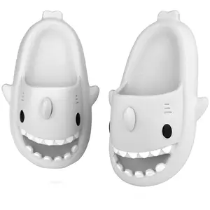 Cute Cartoon Graffiti Slides Slippers Shark Slides for Women Men Soft Slippers open-toe Shark sandal Cushioned Slides Beach Pool Shower Cruise Slippers with Comfy Thick Sole