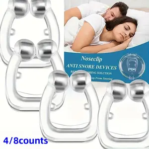 Silicone Magnetic Anti-Snoring Nasal Clip Set, Sleep Aid Device, Comfortable Nose Relief, Stop Snoring Solution, Unisex Design, 4/8 Pieces