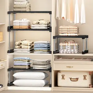 Wardrobe Closet Organizer with Adjustable Dividers Expandable Shelves for Home Storage Space Closet Organization Clothes Organizer Adjustable Storage Shelf