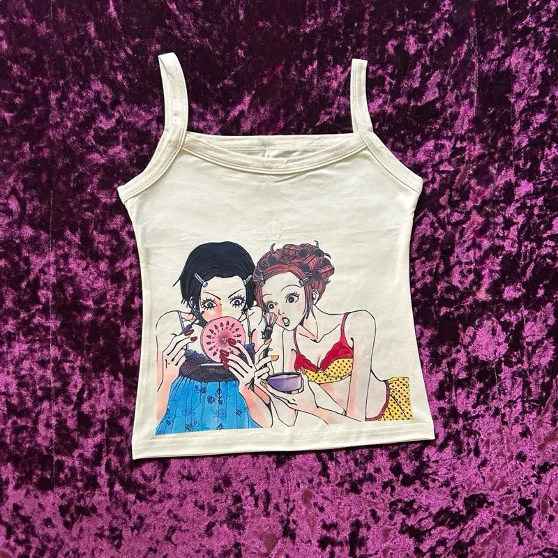 RebelRogue Nana Osaki and Nana Komatsu Anime Tank Top Nana and Hachi Anime Cream Tshirt Tank Tee Sleeveless Casual Womenswear