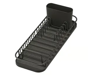 Ikea LILLHAVET Multifunctional Dish Rack, Anthracite Kitchen Drying Organizer Stand – Space-Saving Countertop Dish Drainer with Cutlery Holder & Plate Storage, Value Pack of 2 for Modern Kitchen Organization