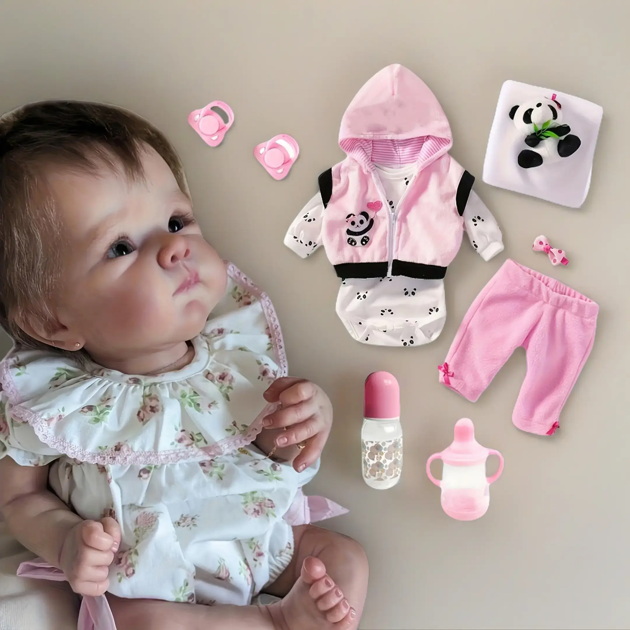 18-in Unisex Lifelike Newborn Soft Body Doll - Hand-Planted Hair, 2-Outfit Clothing Set, 2 lb Figure Soft Doll - Ideal for 4-6 Yr Olds, Birthday Gifts, Lifelike Doll