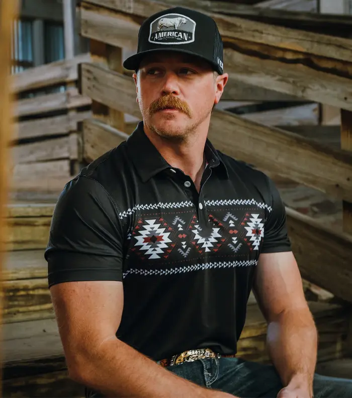 2026 Master Golf APGA Men's Golf Polo Vexl Brand – Polo - Aztec - Black