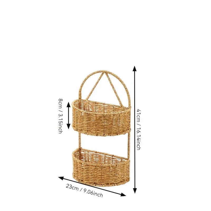 Creative Hand-Woven Wall-Mounted Basket for Kitchen, Bedroom, Bathroom - Single Layer and Multi-Layer Wall-Mounted Multi-Functional Storage Basket, Shelf Baskets