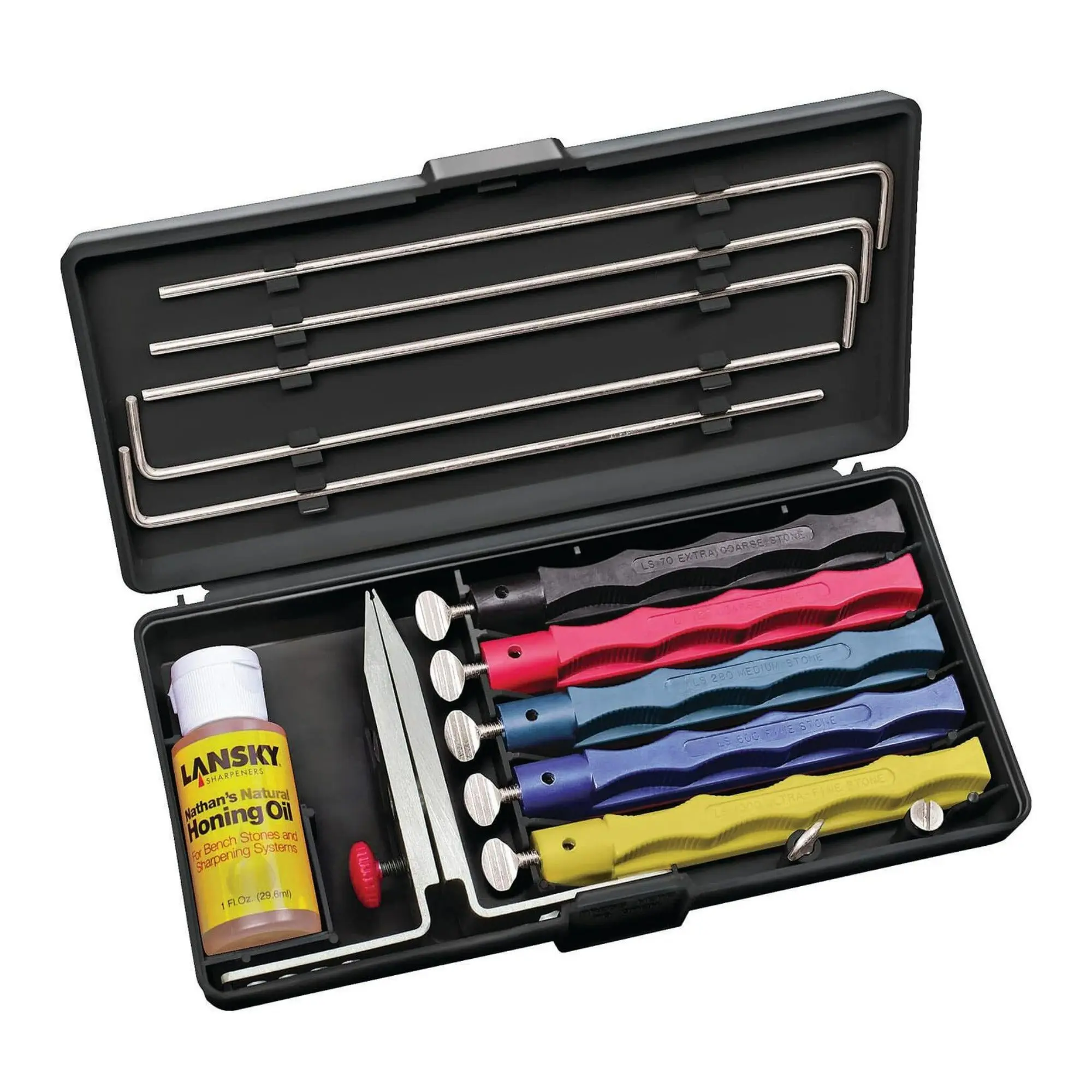 Lansky Deluxe 5-Stone Ceramic Knife Sharpening System - Durable Kitchenware for Home/Workshop Use, Multi-Angle Edge Restoration, Routine Maintenance & Polishing of All Kitchen Cutting Tools