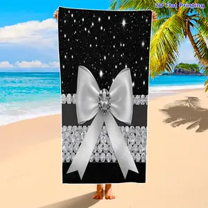Butterfly Print Beach Towel, Swim Towels, Soft Absorbent Quick-Dry Fabric, Unisex Oversized Bath Towel, Essential Poolside Accessory