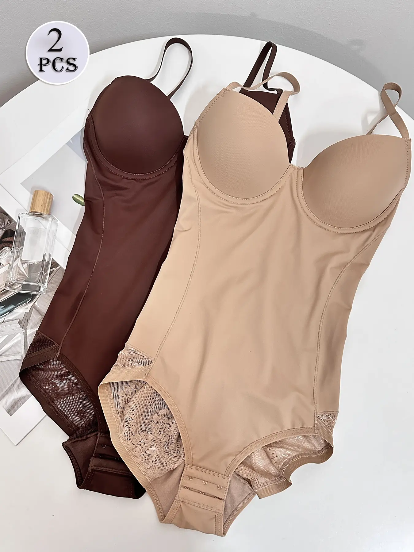 Women's Lace Detail Compression Ruched Body Shaper Set, Fashion Shapewear, Breathable Thin Underwear, Casual Regular Fit, All Seasons, 2pcs Slimming Bodysuit, Body Shaping Underwear, Shapewear Set
