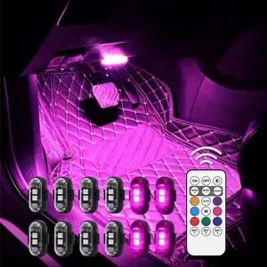 Magnetic RGB LED Strobe Light, Wireless Remote Control Car Light, Led Car Ambient Light, Waterproof LED Light for Car, Motorcycle, Bike, Camping, Truck, Boat, Night Warning Light Footwell lights Valentine's Day Father's Day Gift for Him Her Dad