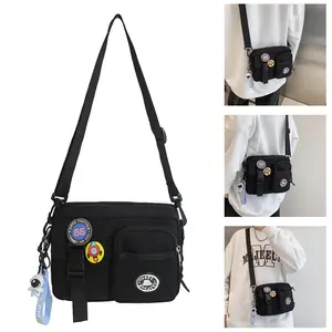Unisex Crossbody Phone Bag | Multi-pocket, High-Quality | Daily Commuting & Shopping Bag (Random Badge) Canvas Messenger Bags