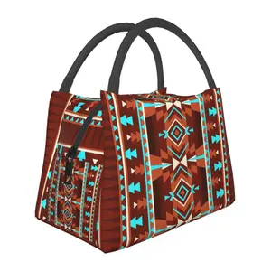 Lunch box, lunch bag, reusable portable insulation bag, insulation bag,Bohemia pattern, suitable for outdoor camping, work, school, fitness