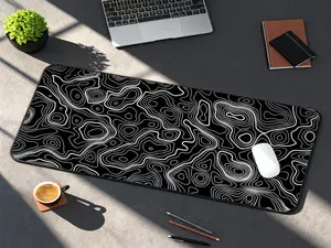 Budget-Friendly Abstract Geometric Extended Desk Mat, Durable Stitched Edges & Non-Slip Base