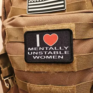 i love mentally unstable women patch 2"x3" removable morale patch with hook and loop backing