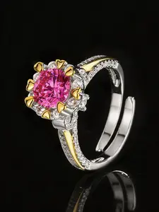 Brilliant Ring, 3.5ct Synthetic Gemstone, Round Premium Ring, Adjustable Statement Ring, Elegant Gift Box Included