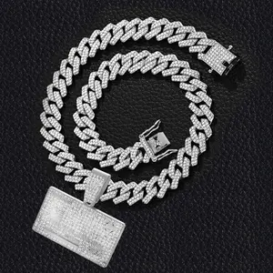 Card necklace Micro-density zircon pendant Men and women fashion street rock rap hip-hop trend jewelry very fashionable versatile necklace Style Streetwear