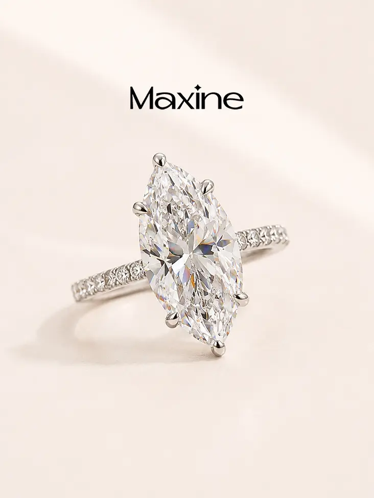 MAXINEJEWELRY Elongated 6.0ct Marquise Cut 5A Cubic Zirconia Bridal Engagement Ring - Sparkling Unique Women's Promise Ring for Gf, Proposal, Anniversary, Elegant Everyday Jewelry
