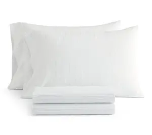 Martha Stewart Dottie Stripe White/Green CottonKing Sheet Set
