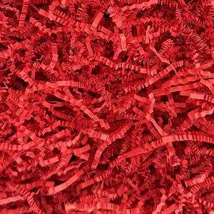 - 1LB Crinkle Cut Paper Shred Filler Recyclable  Wrap Confetti Raffia Grass Shred Paper for Easter Baskets Filler Creative Eggs Decor (Red)