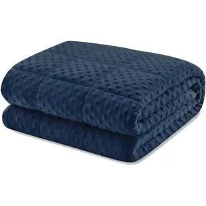Weighted Blanket  15lbs for Adult(60"x80",Navy Blue) Breathable Soft Minky Weighted Throw Blanket for All Season,Heavy Blanket with  Glass Beads