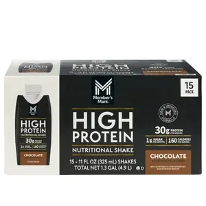 High Protein Nutritional Shake Chocolate 11 fl oz 15 Pack 30g Protein 1g Sugar 160 Calories per Serving Energy Drink - Beverage
