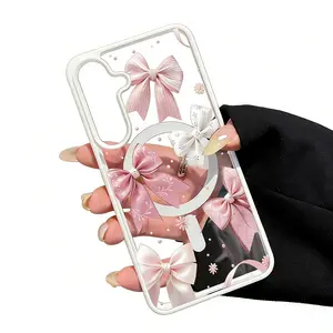 Magnetic Phone Case for Samsung Galaxy S24 Plus S25 Ultra S23 FE Ultra S22+ Bow Delight Dream Pattern TPU Shockproof Anti-Scratch Stylish Smartphone Cover, Accessories, Cellphone